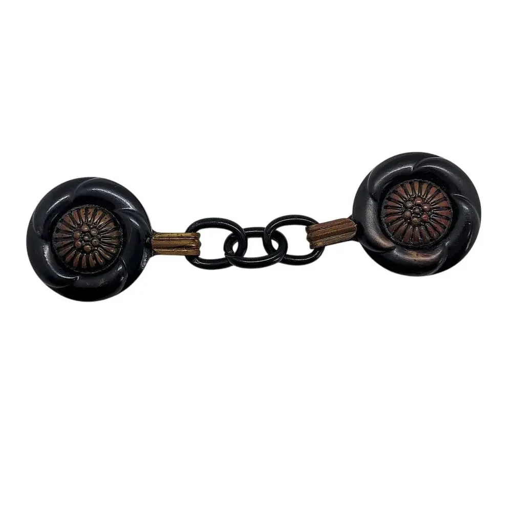 Vintage Art Deco Cloak Clasp in Black & Gold – Classic‎ Cape Accessory